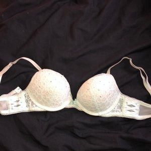 teal rhinestone bra